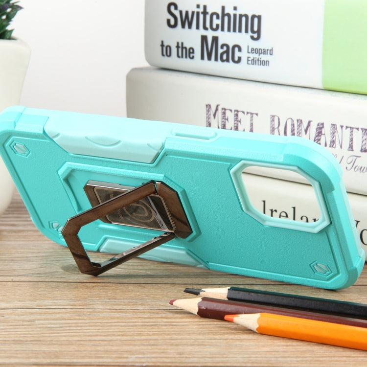 For iPhone 15 Non-slip Shockproof Armor Phone Case with Ring Holder(Mint Green) - iPhone 15 Cases by buy2fix | Online Shopping UK | buy2fix