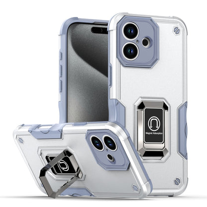 For iPhone 16 Plus Non-slip Shockproof Armor Phone Case with Ring Holder(White) - iPhone 16 Plus Cases by buy2fix | Online Shopping UK | buy2fix