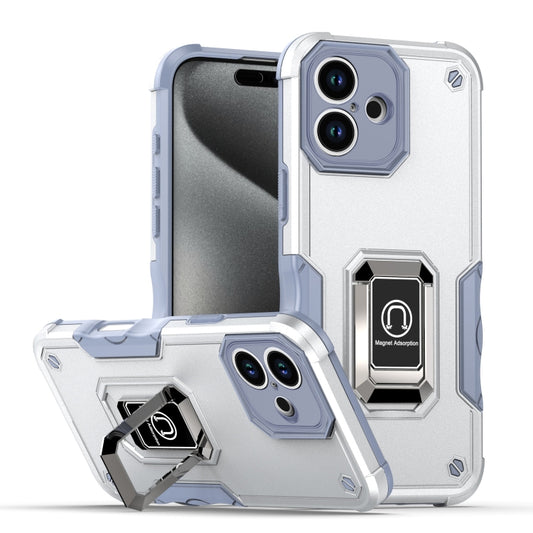 For iPhone 16 Plus Non-slip Shockproof Armor Phone Case with Ring Holder(White) - iPhone 16 Plus Cases by buy2fix | Online Shopping UK | buy2fix