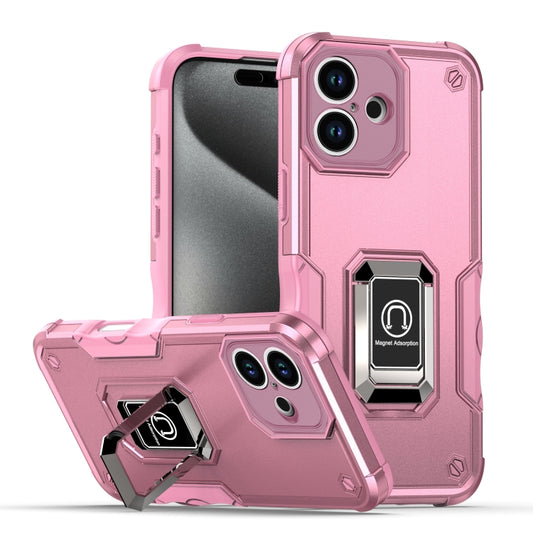 For iPhone 16 Plus Non-slip Shockproof Armor Phone Case with Ring Holder(Pink) - iPhone 16 Plus Cases by buy2fix | Online Shopping UK | buy2fix