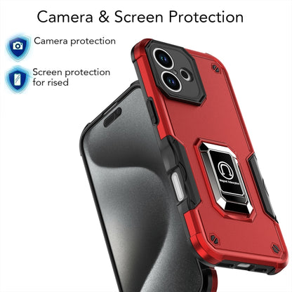 For iPhone 16 Plus Non-slip Shockproof Armor Phone Case with Ring Holder(Pink) - iPhone 16 Plus Cases by buy2fix | Online Shopping UK | buy2fix