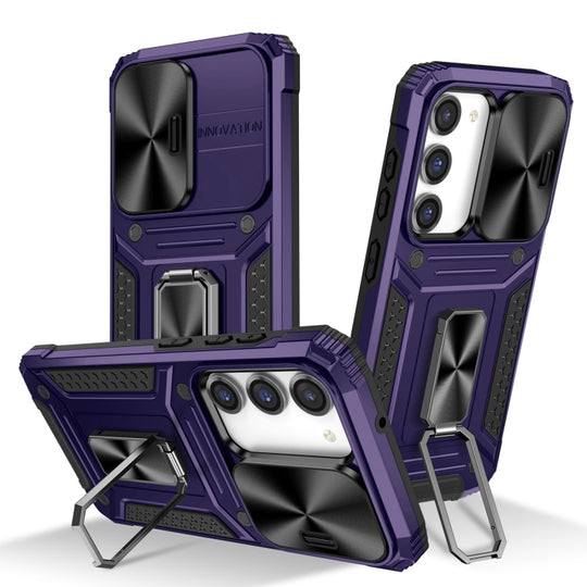 For Samsung Galaxy S23 5G Camshield Robot TPU Hybrid PC Phone Case(Purple)