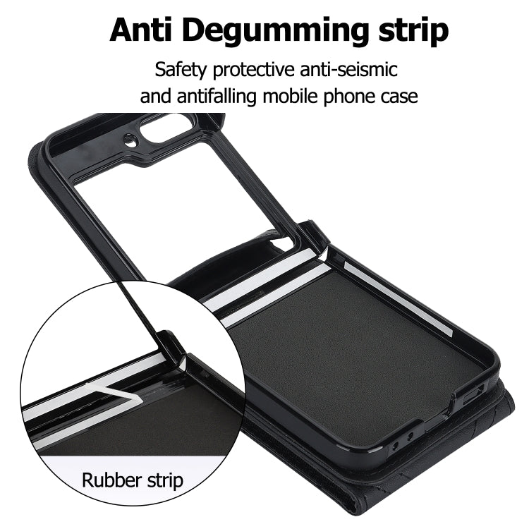 For Samsung Galaxy Z Flip5 V-shaped RFID Card Slot Phone Case with Ring Holder(Black) - Galaxy Z Flip5 Cases by buy2fix | Online Shopping UK | buy2fix