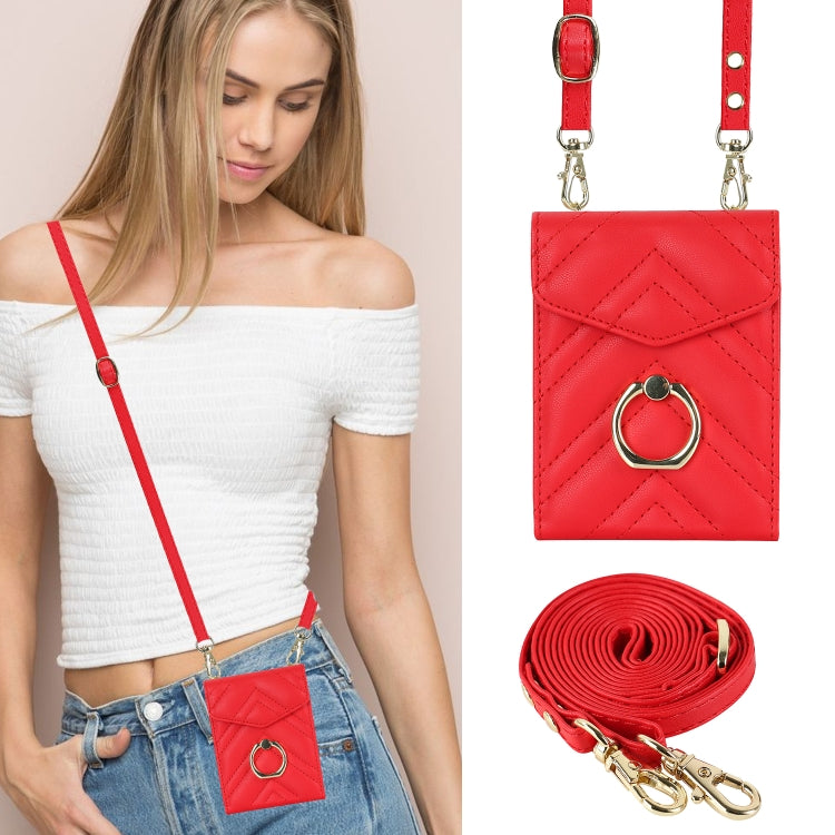 For Samsung Galaxy Z Flip5 V-shaped RFID Card Slot Phone Case with Ring Holder(Red) - Galaxy Z Flip5 Cases by buy2fix | Online Shopping UK | buy2fix