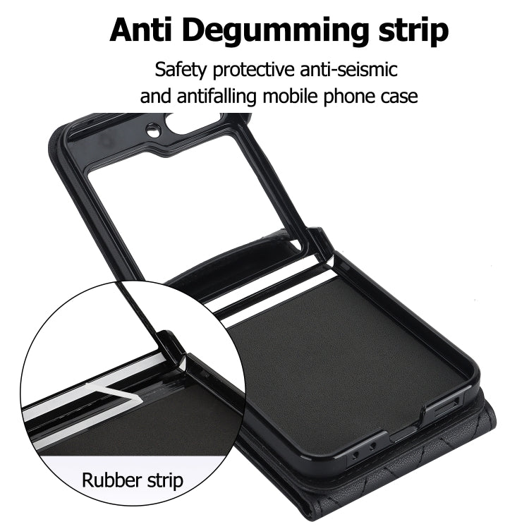 For Samsung Galaxy Z Flip5 Diamond Lattice RFID Card Slot Phone Case with Ring Holder(Black) - Galaxy Z Flip5 Cases by buy2fix | Online Shopping UK | buy2fix