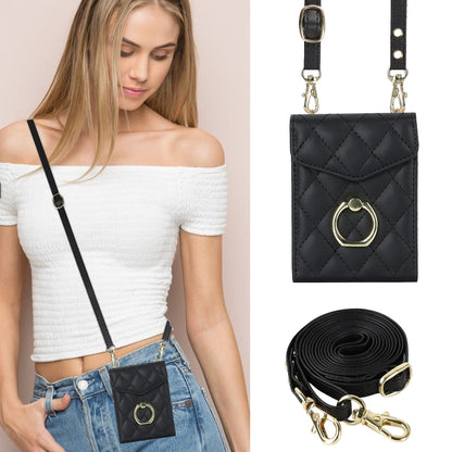 For Samsung Galaxy Z Flip5 Diamond Lattice RFID Card Slot Phone Case with Ring Holder(Black) - Galaxy Z Flip5 Cases by buy2fix | Online Shopping UK | buy2fix