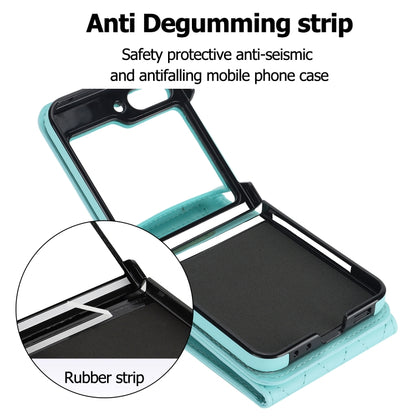 For Samsung Galaxy Z Flip5 Diamond Lattice RFID Card Slot Phone Case with Ring Holder(Green) - Galaxy Z Flip5 Cases by buy2fix | Online Shopping UK | buy2fix