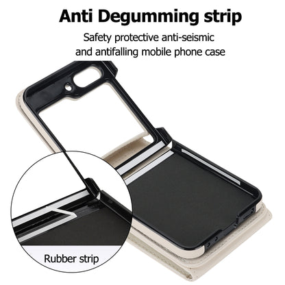 For Samsung Galaxy Z Flip5 Litchi Texture RFID Card Slot Phone Case with Ring Holder(White) - Galaxy Z Flip5 Cases by buy2fix | Online Shopping UK | buy2fix