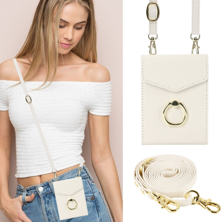 For Samsung Galaxy Z Flip5 Litchi Texture RFID Card Slot Phone Case with Ring Holder(White) - Galaxy Z Flip5 Cases by buy2fix | Online Shopping UK | buy2fix