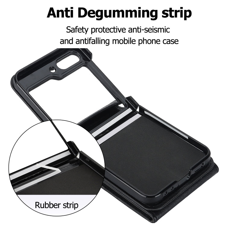 For Samsung Galaxy Z Flip5 Litchi Texture RFID Card Slot Phone Case with Ring Holder(Black) - Galaxy Z Flip5 Cases by buy2fix | Online Shopping UK | buy2fix
