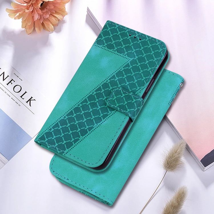 For Realme 12 5G Seven-shaped Embossed Leather Phone Case(Green) - Realme Cases by buy2fix | Online Shopping UK | buy2fix
