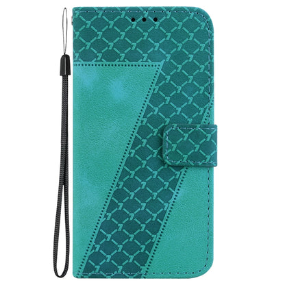 For Realme 12 5G Seven-shaped Embossed Leather Phone Case(Green) - Realme Cases by buy2fix | Online Shopping UK | buy2fix