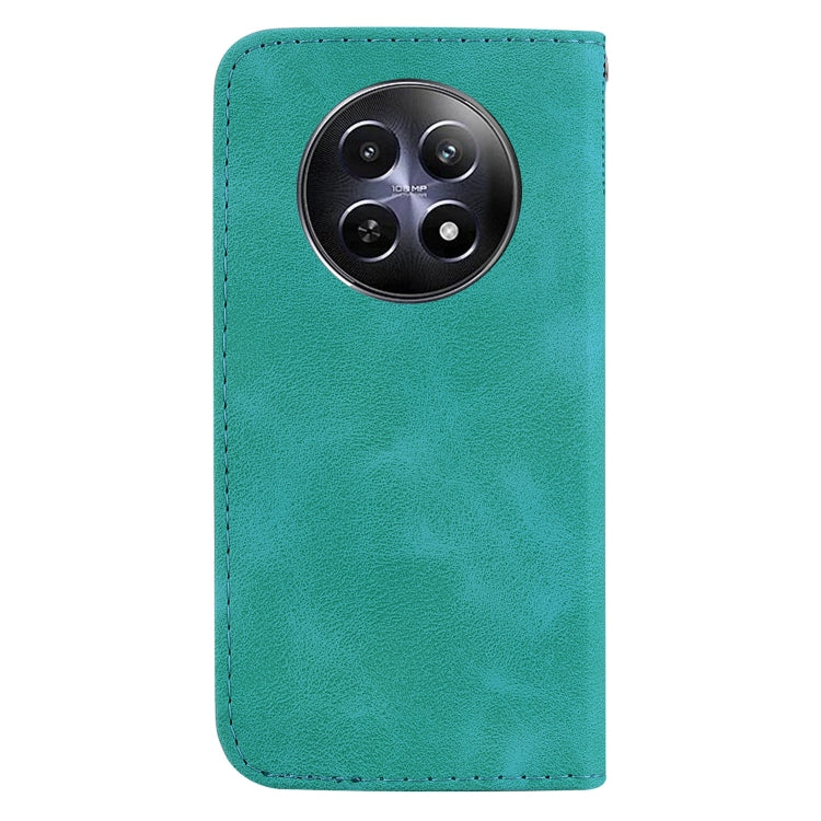 For Realme 12 5G Seven-shaped Embossed Leather Phone Case(Green) - Realme Cases by buy2fix | Online Shopping UK | buy2fix