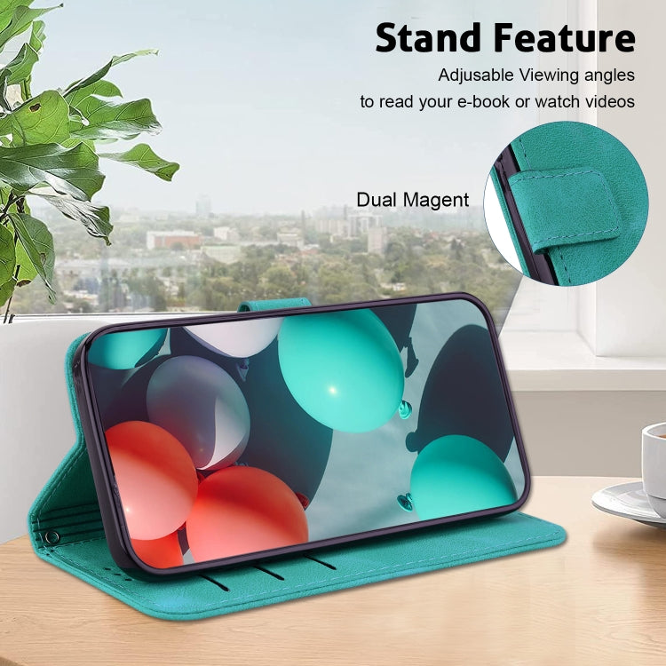 For Realme 12 5G Seven-shaped Embossed Leather Phone Case(Green) - Realme Cases by buy2fix | Online Shopping UK | buy2fix