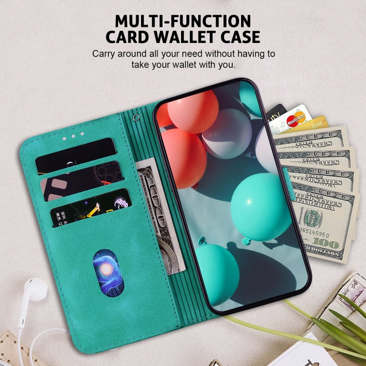 For Realme 12 5G Seven-shaped Embossed Leather Phone Case(Green) - Realme Cases by buy2fix | Online Shopping UK | buy2fix