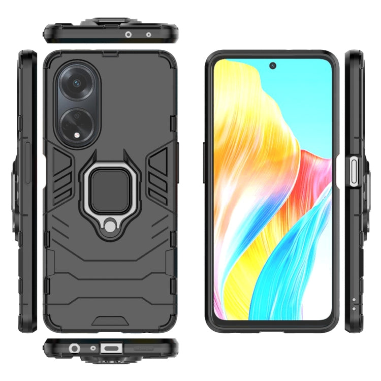 For OPPO A98 5G / A1 PC + TPU Shockproof Protective Phone Case with Magnetic Ring Holder(Black) by buy2fix