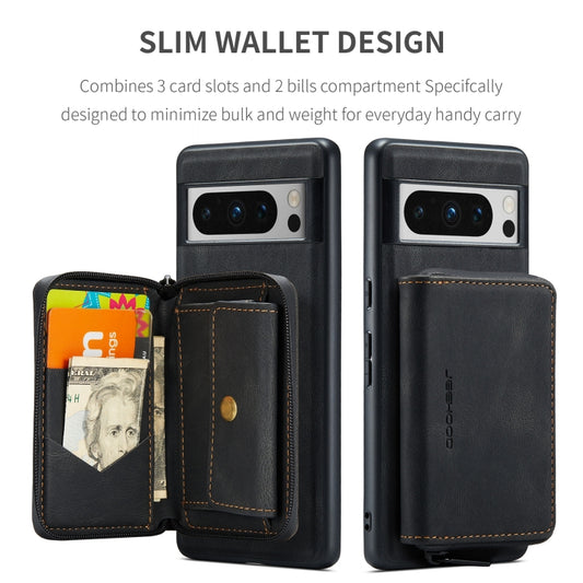 For Google Pixel 8 Pro JEEHOOD Magnetic Zipper Wallet Phone Leather Case(Black) - Google Cases by JEEHOOD | Online Shopping UK | buy2fix