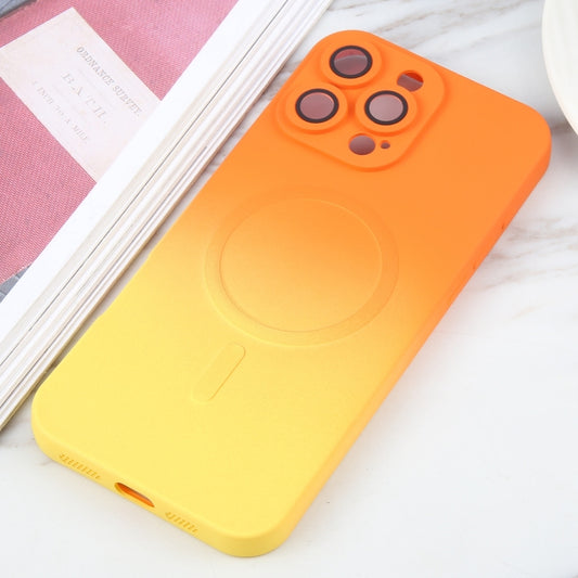 For iPhone 16 Pro Max Liquid TPU Silicone Gradient MagSafe Phone Case(Orange Yellow) by buy2fix