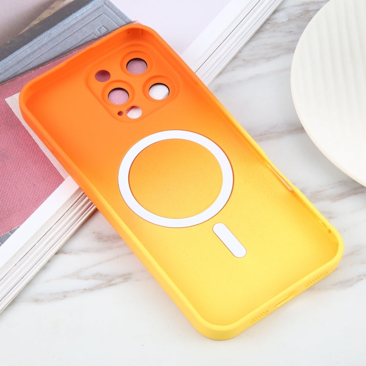 For iPhone 16 Pro Max Liquid TPU Silicone Gradient MagSafe Phone Case(Orange Yellow) by buy2fix