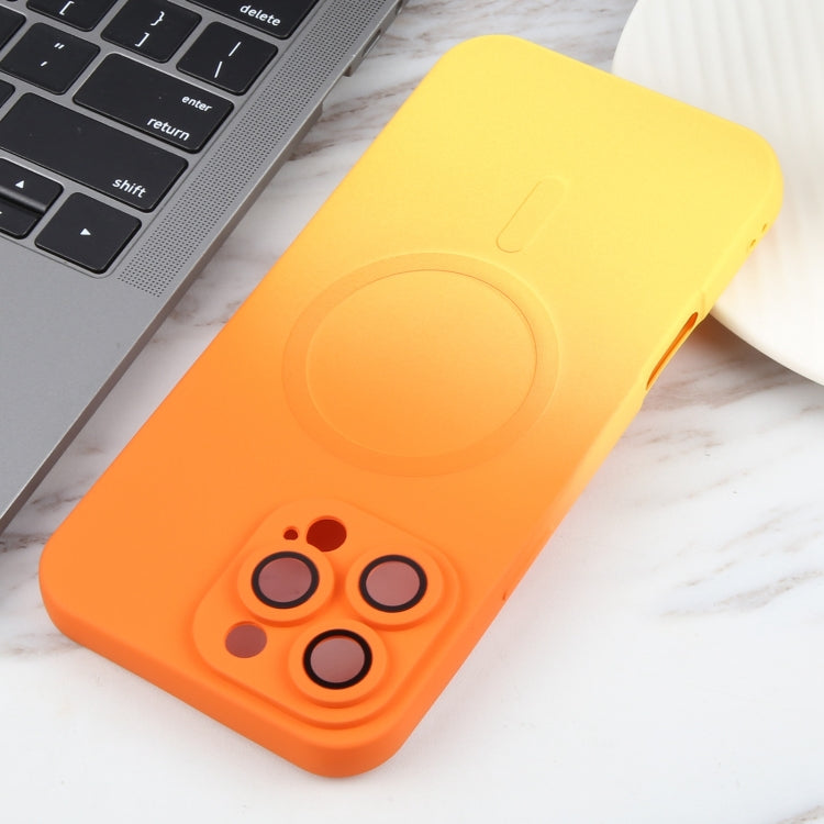 For iPhone 16 Pro Max Liquid TPU Silicone Gradient MagSafe Phone Case(Orange Yellow) by buy2fix