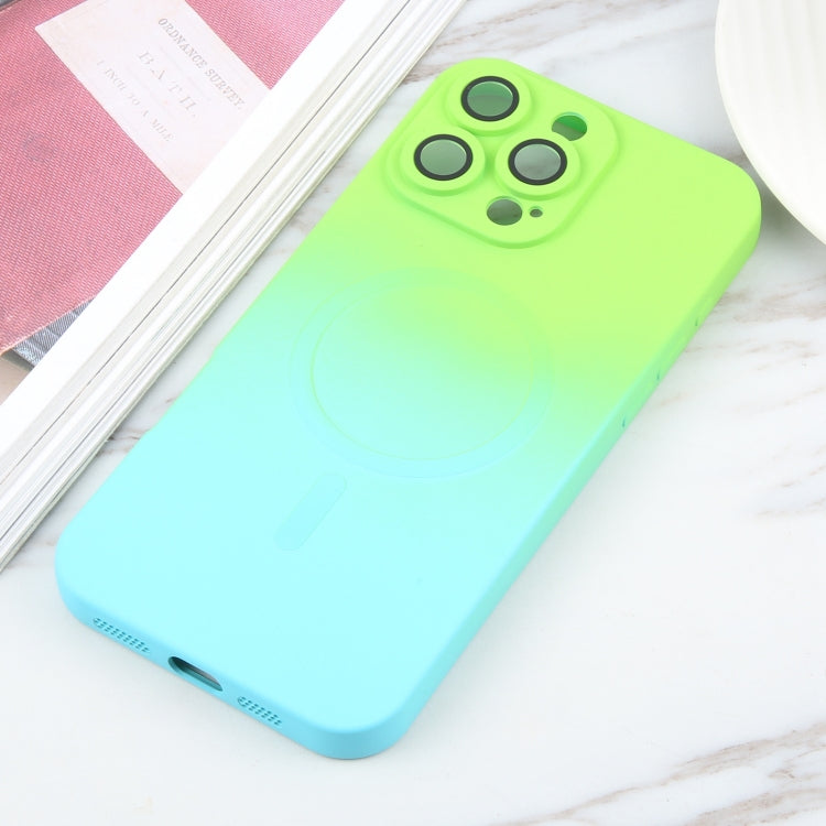 For iPhone 16 Pro Max Liquid TPU Silicone Gradient MagSafe Phone Case(Cyan Blue) by buy2fix