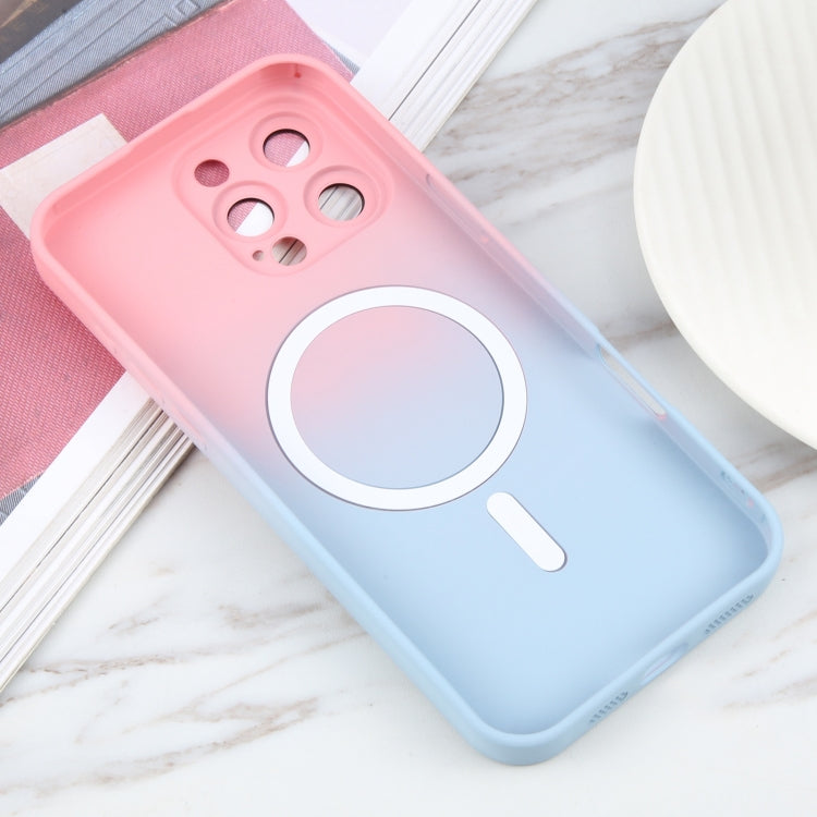 For iPhone 16 Pro Max Liquid TPU Silicone Gradient MagSafe Phone Case(Pink Blue) by buy2fix