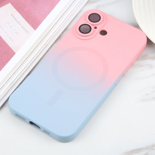 For iPhone 16 Plus Liquid TPU Silicone Gradient MagSafe Phone Case(Pink Blue) - iPhone 16 Plus Cases by buy2fix | Online Shopping UK | buy2fix