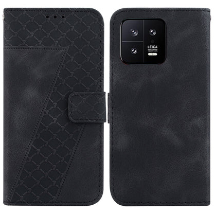 For Xiaomi 13 5G 7-shaped Embossed Leather Phone Case(Black) - Xiaomi Cases by buy2fix | Online Shopping UK | buy2fix