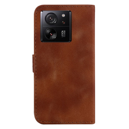 For Xiaomi 13T / 13T Pro / Redmi K60 Ultra 7-shaped Embossed Leather Phone Case(Brown) - Xiaomi Cases by buy2fix | Online Shopping UK | buy2fix