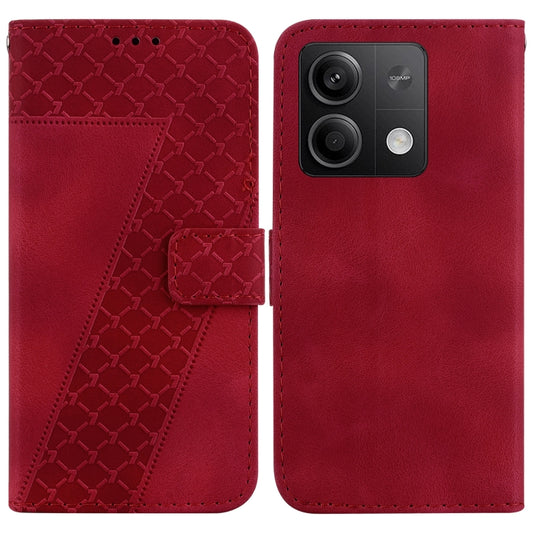 For Xiaomi Redmi Note 13 5G 7-shaped Embossed Leather Phone Case(Red) - Xiaomi Cases by buy2fix | Online Shopping UK | buy2fix