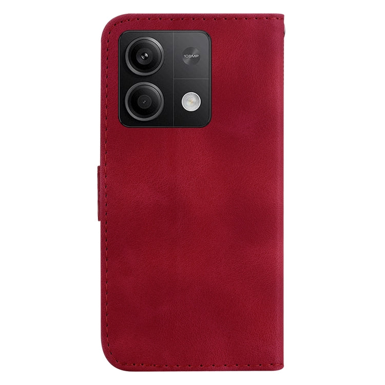 For Xiaomi Redmi Note 13 5G 7-shaped Embossed Leather Phone Case(Red) - Xiaomi Cases by buy2fix | Online Shopping UK | buy2fix