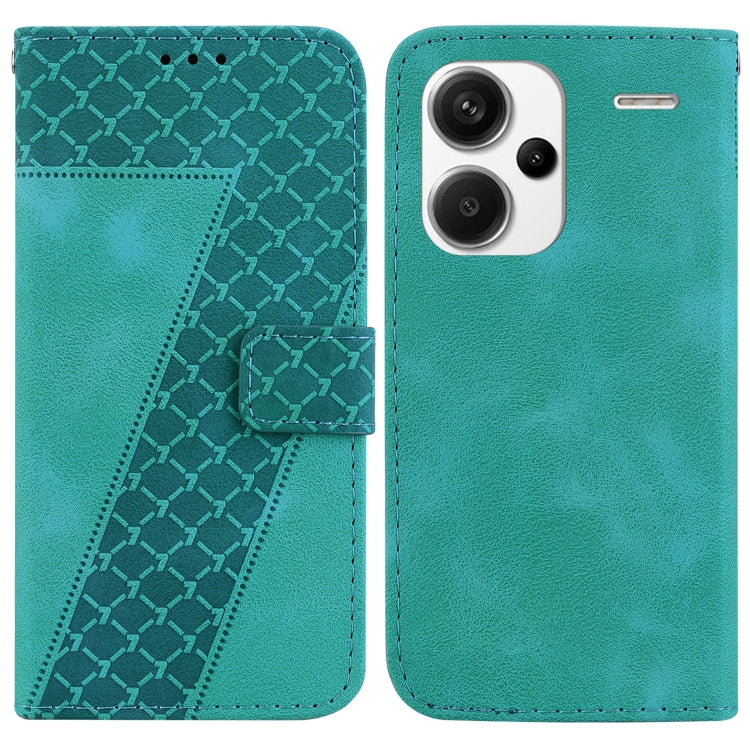 For Xiaomi Redmi Note 13 Pro+ 5G 7-shaped Embossed Leather Phone Case(Green) - Xiaomi Cases by buy2fix | Online Shopping UK | buy2fix