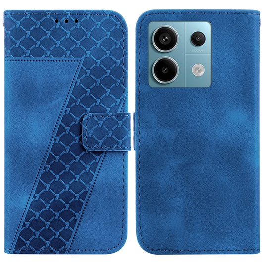 For Xiaomi Redmi Note 13 Pro 5G 7-shaped Embossed Leather Phone Case(Blue) - Xiaomi Cases by buy2fix | Online Shopping UK | buy2fix