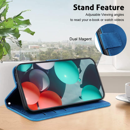 For Xiaomi Redmi K70E / Poco X6 Pro 7-shaped Embossed Leather Phone Case(Blue) - Xiaomi Cases by buy2fix | Online Shopping UK | buy2fix
