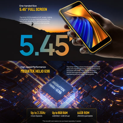 Ulefone Armor X12 Pro, 4GB+64GB, IP68/IP69K Rugged Phone, 5.45 inch Android 13 MediaTek Helio G36 Octa Core, Network: 4G, NFC(All Black) - Ulefone by Ulefone | Online Shopping UK | buy2fix