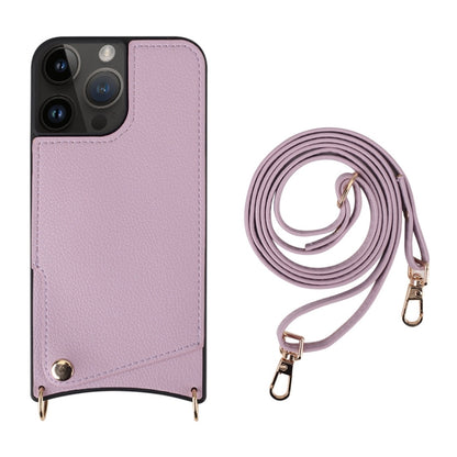 For iPhone 14 Pro Max Fish Tail Card Slot PU + TPU Phone Case with Long Lanyard(Purple) - iPhone 14 Pro Max Cases by buy2fix | Online Shopping UK | buy2fix