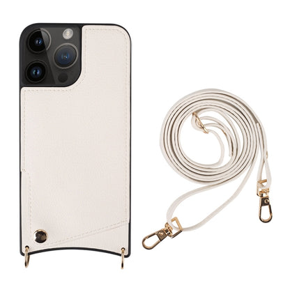 For iPhone 14 Pro Max Fish Tail Card Slot PU + TPU Phone Case with Long Lanyard(White) - iPhone 14 Pro Max Cases by buy2fix | Online Shopping UK | buy2fix