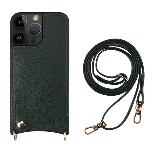 For iPhone 13 Pro Max Fish Tail Card Slot PU + TPU Phone Case with Long Lanyard(Dark Green) - iPhone 13 Pro Max Cases by buy2fix | Online Shopping UK | buy2fix