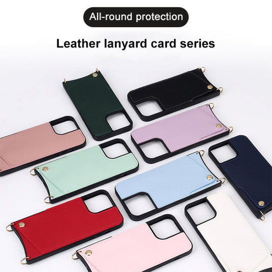 For iPhone 14 Plus Fish Tail Card Slot PU + TPU Phone Case with Long Lanyard(Black) - iPhone 14 Plus Cases by buy2fix | Online Shopping UK | buy2fix