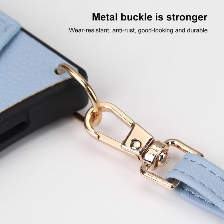 For iPhone 14 Fish Tail Card Slot PU + TPU Phone Case with Long Lanyard(Dark Blue) - iPhone 14 Cases by buy2fix | Online Shopping UK | buy2fix