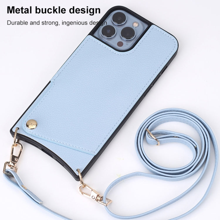 For iPhone 14 Fish Tail Card Slot PU + TPU Phone Case with Long Lanyard(Dark Blue) - iPhone 14 Cases by buy2fix | Online Shopping UK | buy2fix