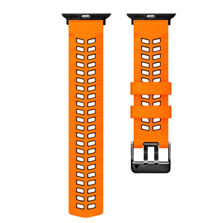 For Apple Watch Series 7 41mm Twill Dual-row Buckle Silicone Watch Band(Orange Black) by buy2fix