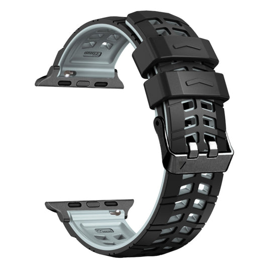 For Apple Watch Series 4 44mm Twill Dual-row Buckle Silicone Watch Band(Black Grey) by buy2fix