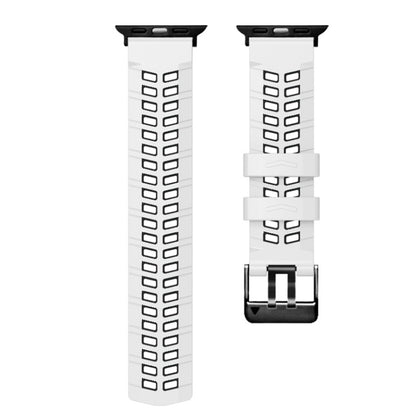 For Apple Watch SE 2023 44mm Twill Dual-row Buckle Silicone Watch Band(White Black) by buy2fix