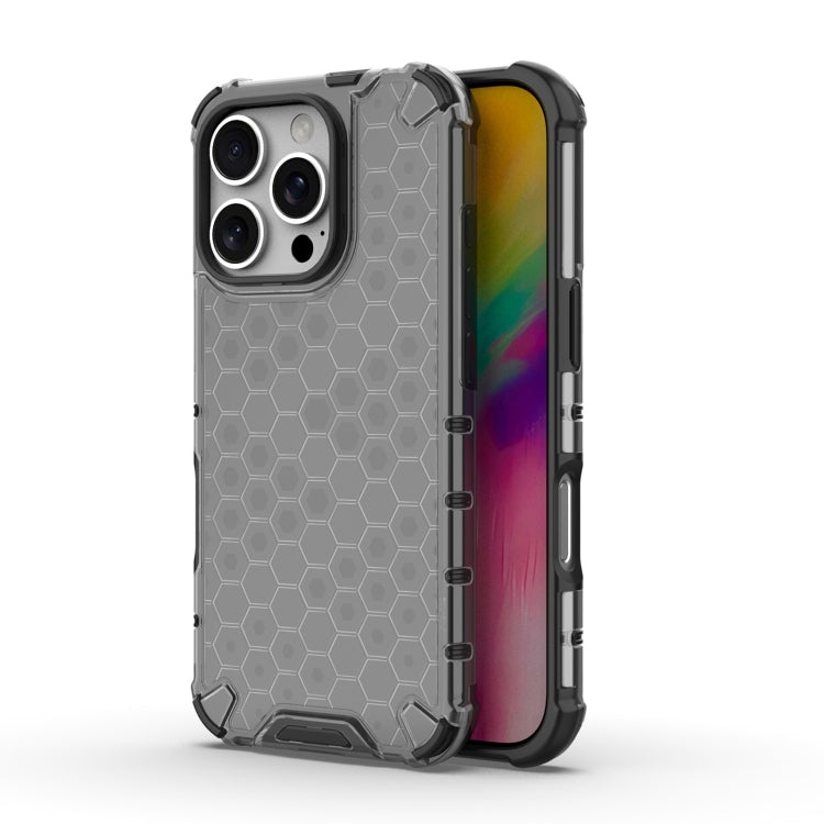 For iPhone 16 Pro Honeycomb Shockproof Phone Case(Black) by buy2fix