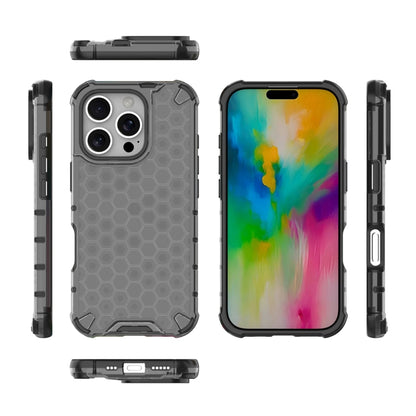 For iPhone 16 Pro Honeycomb Shockproof Phone Case(Black) by buy2fix