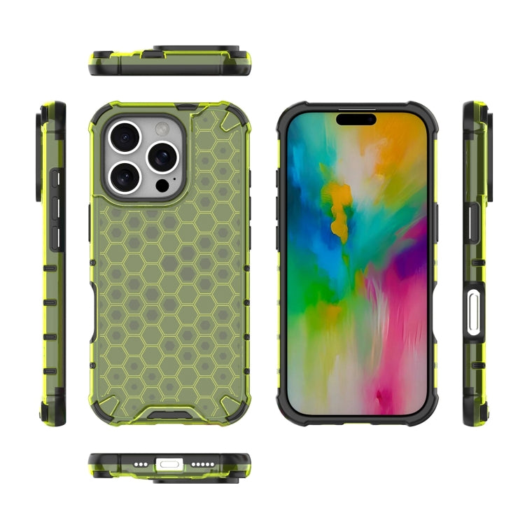 For iPhone 16 Pro Honeycomb Shockproof Phone Case(Green) by buy2fix