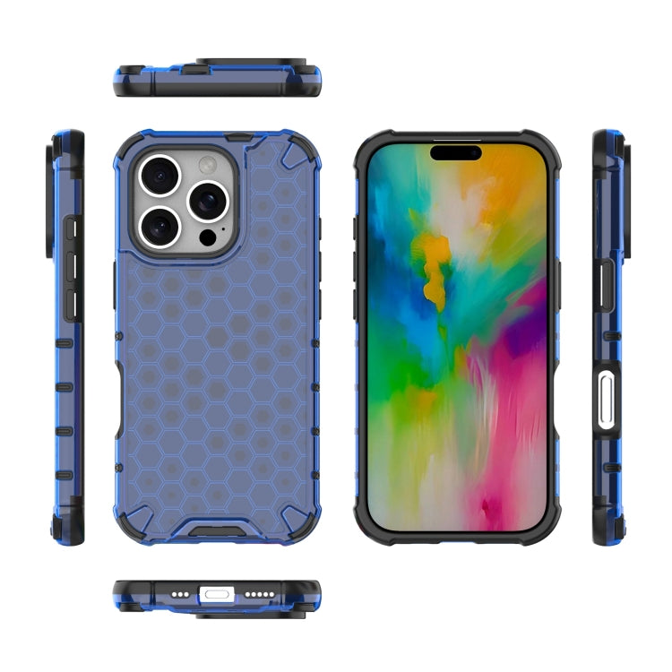 For iPhone 16 Pro Honeycomb Shockproof Phone Case(Blue) by buy2fix