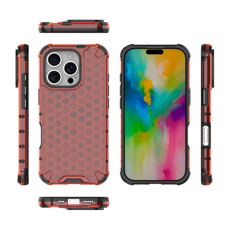 For iPhone 16 Pro Honeycomb Shockproof Phone Case(Red) by buy2fix