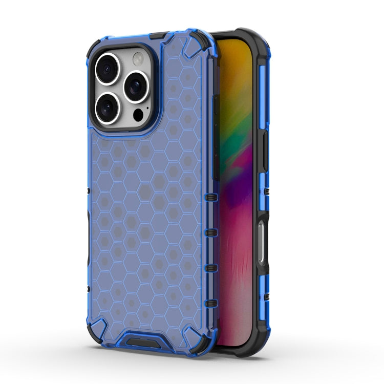 For iPhone 16 Pro Max Honeycomb Shockproof Phone Case(Blue) by buy2fix